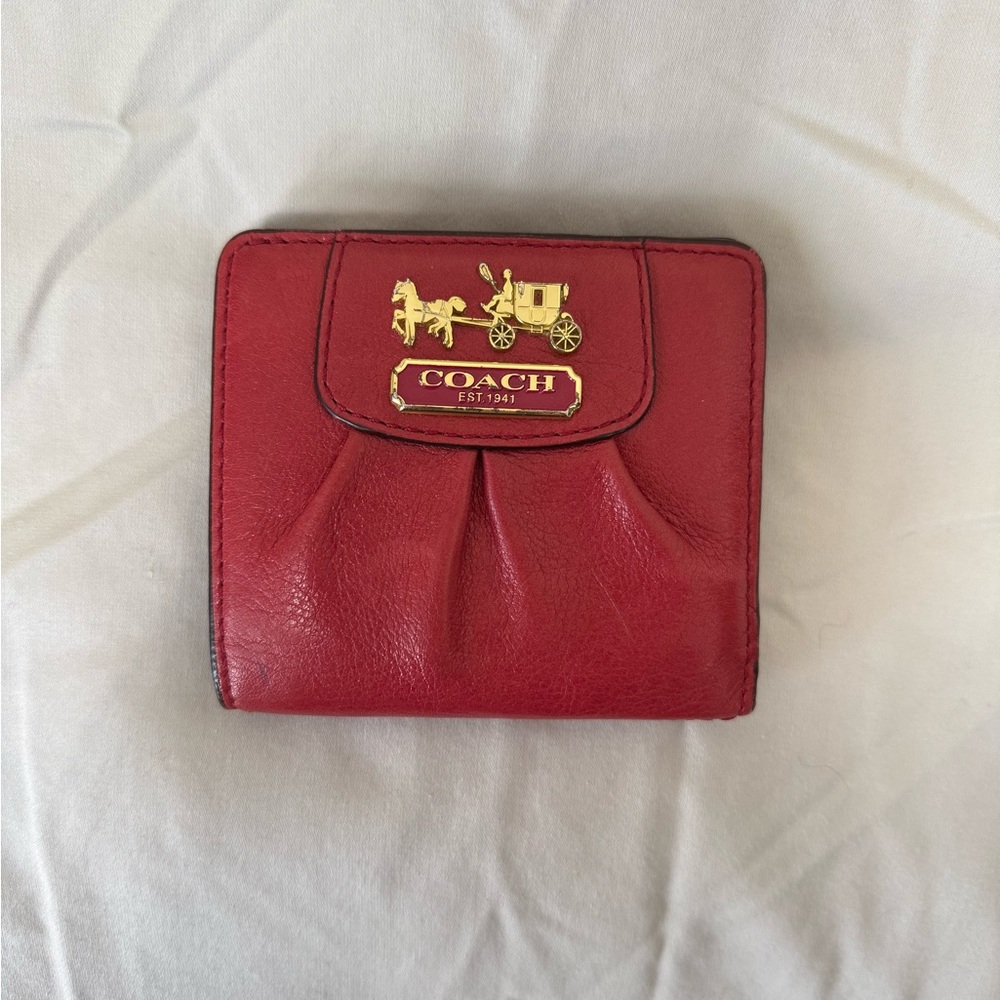 Coach Small Red Leather Bifold Wallet